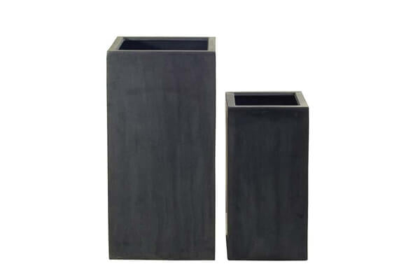 Tall square black planter (poly fiber stone)