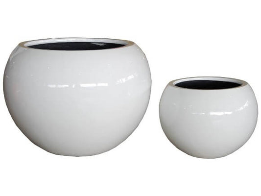 Poly stone Ball planter white