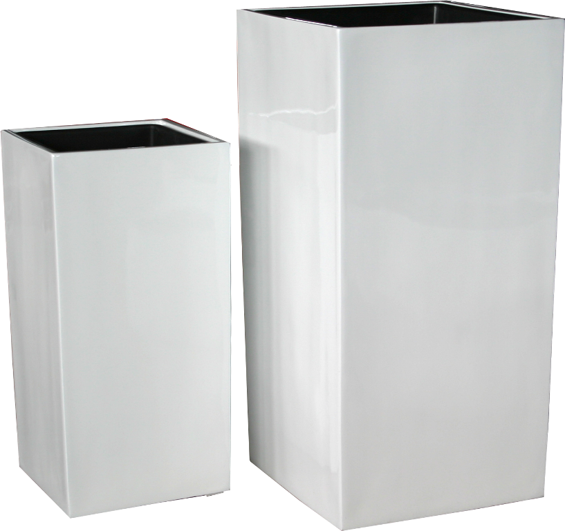 Tall Square White Planter