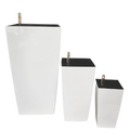 Self-Watering Tapered Square Planter – White