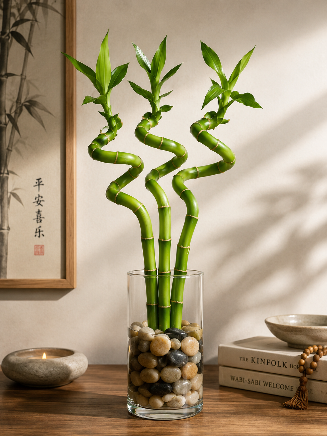 Feng Shui Spiral Lucky Bamboo Plants Bundle Of Three in 8", 12", 18" & 24" Sizes | Indoor Bamboo Décor