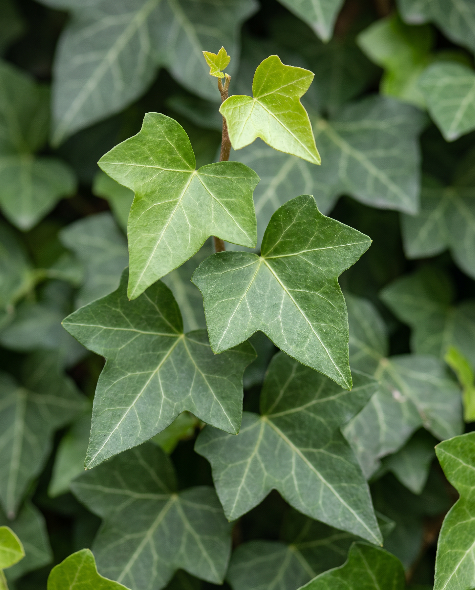 English Ivy leaves, lobed green with pale veins