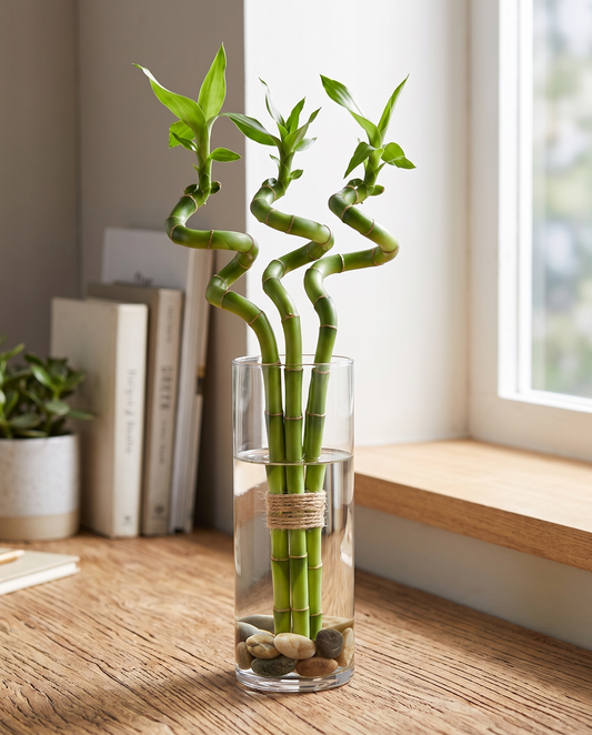 Lucky bamboo spiral in a glass vase, vase not included