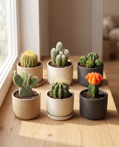 Cactus bundle 6-pack in decorative ceramics, ceramics not included