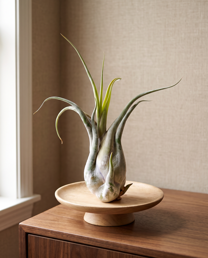 Tillandsia Caput Medusae on a wood display, holder not included