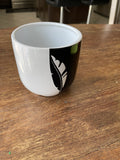 Leaf Ceramic Pot – White & Black