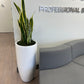 Polystone round white pot