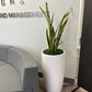 Polystone round white pot